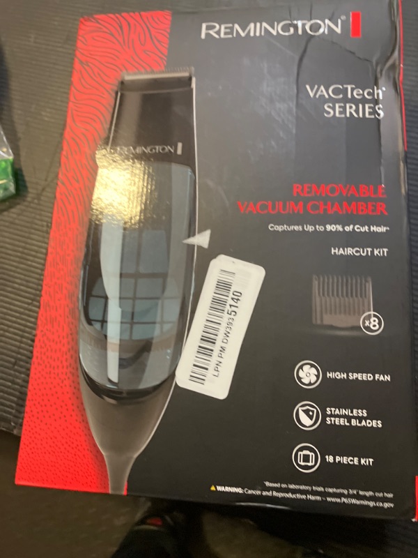 Photo 1 of Remington Vacuum Haircut Kit, Vacuum Beard Trimmer, Hair Clippers for Men with Removable Hair Chamber and Dual Motor Power (18 pieces)