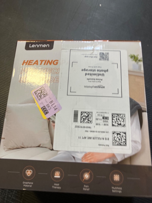 Photo 1 of Lenmen Graphene-Infused 1Min Fast Heating Pad, Deeper Pain Relief Weighted Heating Pads for Neck and Shoulders and Back, Heated Wrap with 6 Heat Options 4 Auto Timer, Gifts for Men Women Mom Christmas