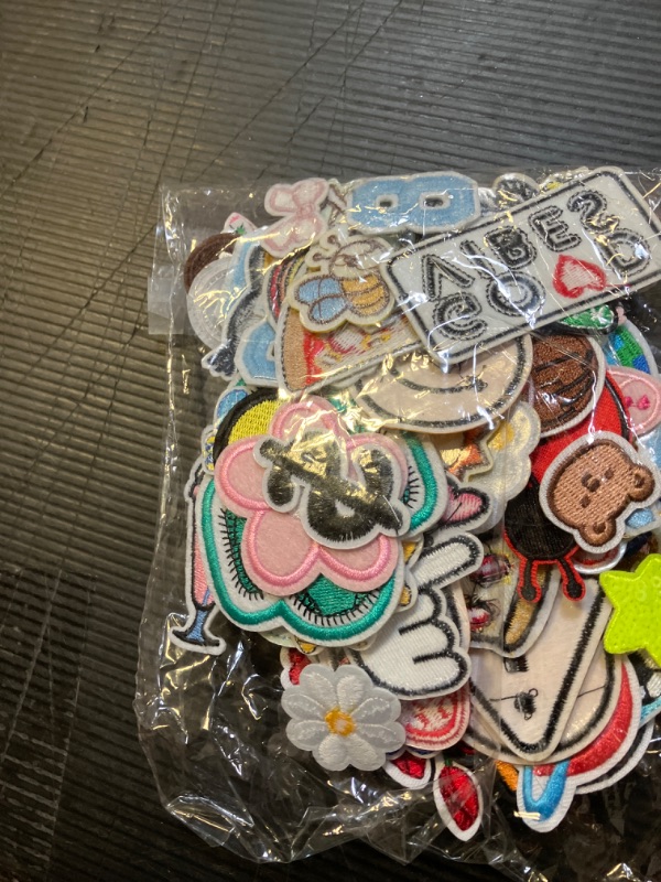Photo 1 of 100Pcs Random Assorted Styles Embroidered Patches, Sew on/Iron on Patch Applique for Clothes, Dress, Hat, Jeans, DIY Accessories