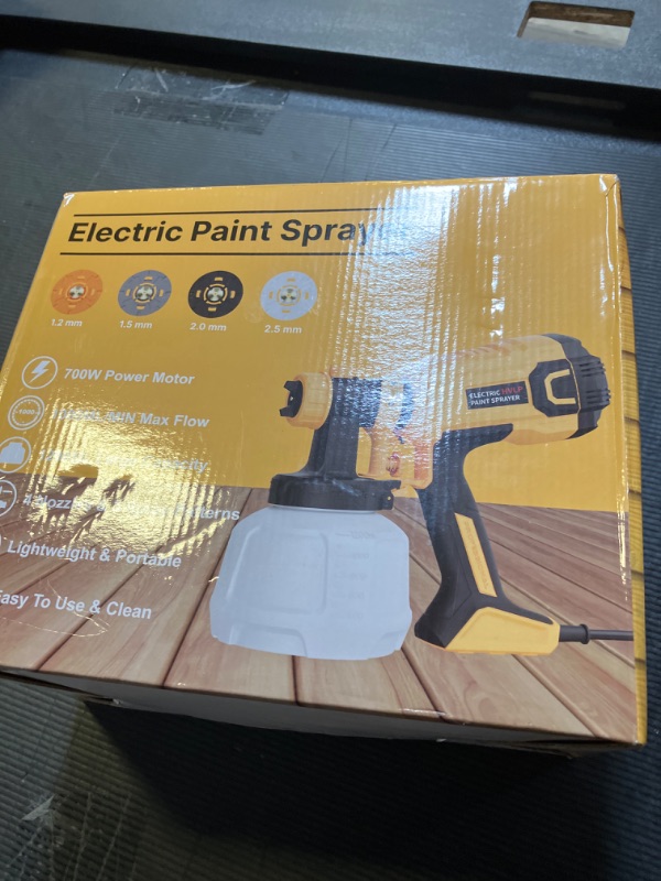Photo 1 of Paint Sprayer 700W HVLP High Power Electric Spray Paint Gun with Adjustable Spray Width Knob, 40 Fl Oz Container, 4 Nozzles & 3 Patterns, Easy to Clean