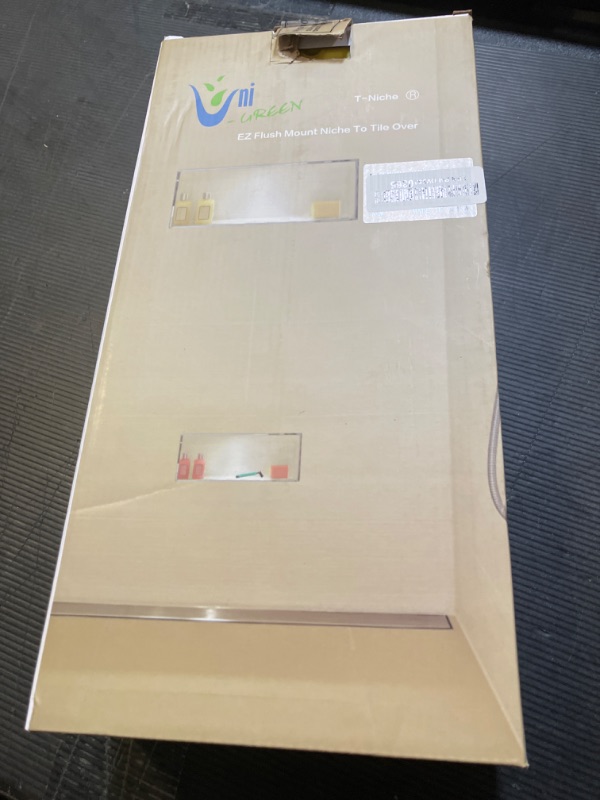Photo 1 of Uni-Green Ready Tile Shower Niche Footrest 16" x 8" x 4"?Inside 14" × 6" × 4"? for Foot Rest and Soap Holder recessed Wall Niche Insert, Built in Shower Shelf and Tileable Niche for Shower Shaving.