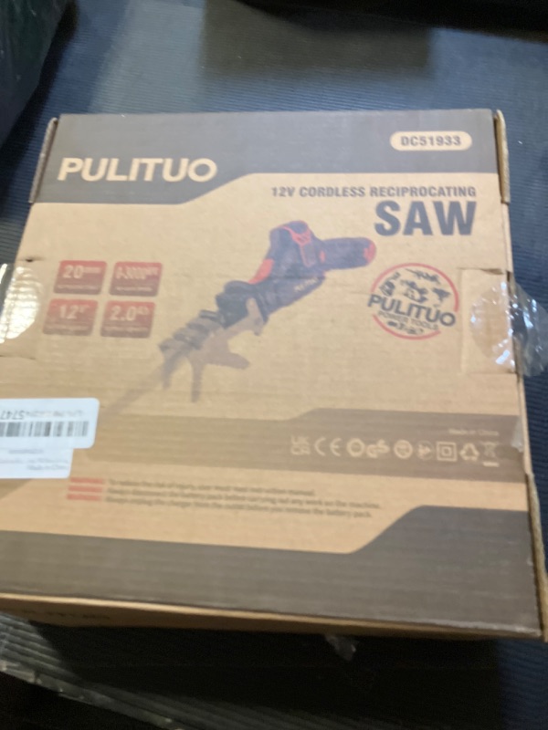 Photo 1 of PULITUO Cordless Reciprocating Saw, Speed 3000SPM?with Clamping Jaw, 2000 mAh Battery/ 1-Hour Fast Charge,Safety Gloves& Goggles, 4Pcs of Saw Blades for Wood/Metal/PVC