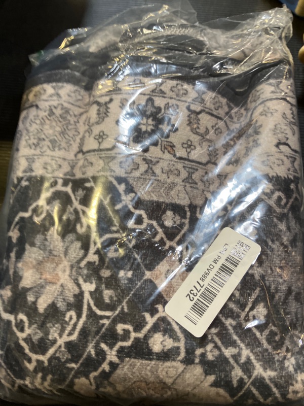 Photo 1 of Hallway Washable Runner Rug - 2x6 Kitchen Rugs Entryway Rug Runner Vintage Soft Floor Mat Non Slip Indoor Farmhouse Carpet for Bathroom Living Room Bedroom (2 X 6, Black)