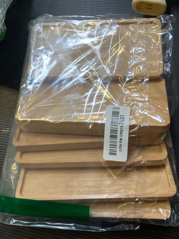 Photo 1 of yarlung 10 Pack Small Bamboo Saucers, 7 Inch Plant Saucers Rectangular Flower Pot Drainage Trays for Succulent, Cactus, Small Indoor Plants