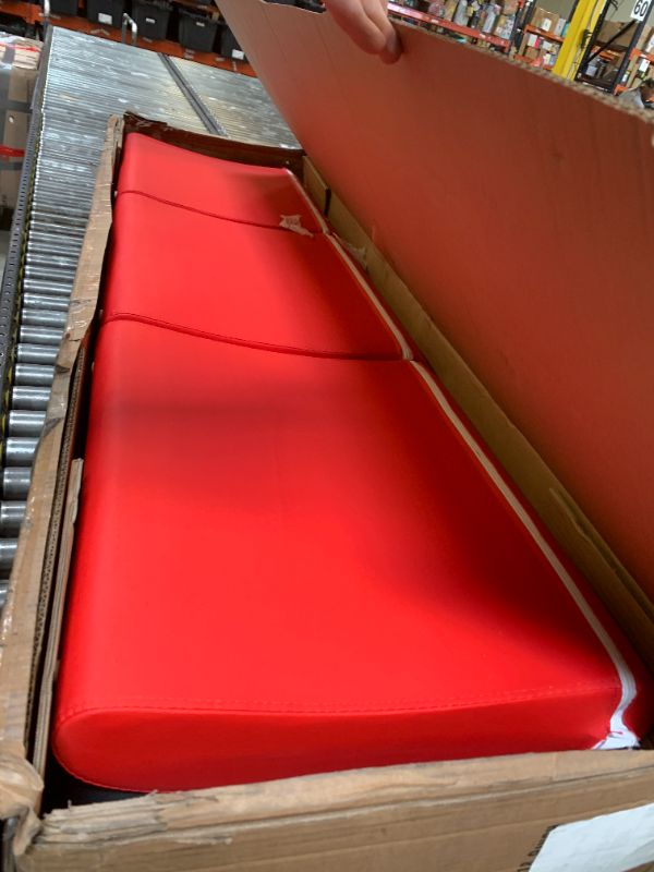Photo 1 of wonline Waiting Room Bench, Office Furniture Reception Chairs with Arms, Leather Chairs is Suitable for Clinic,Airport,Hospital,Barber,Salon,Bank-(Red&Black,3 Seat)