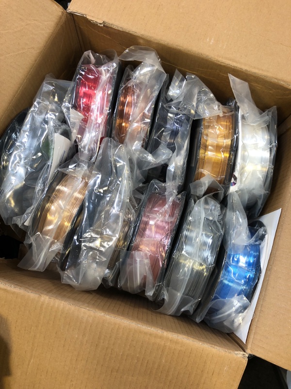 Photo 1 of MIKA3D Shine Silk Metallic Gold PLA 3D Printer Filament Bundle 12 Spools Pack, 1.1lbs Spool 1.75mm Widely Compatible, 12 Popular Silk Shiny Gold Colors, with Extra One Bottle of Solid Stick Gift