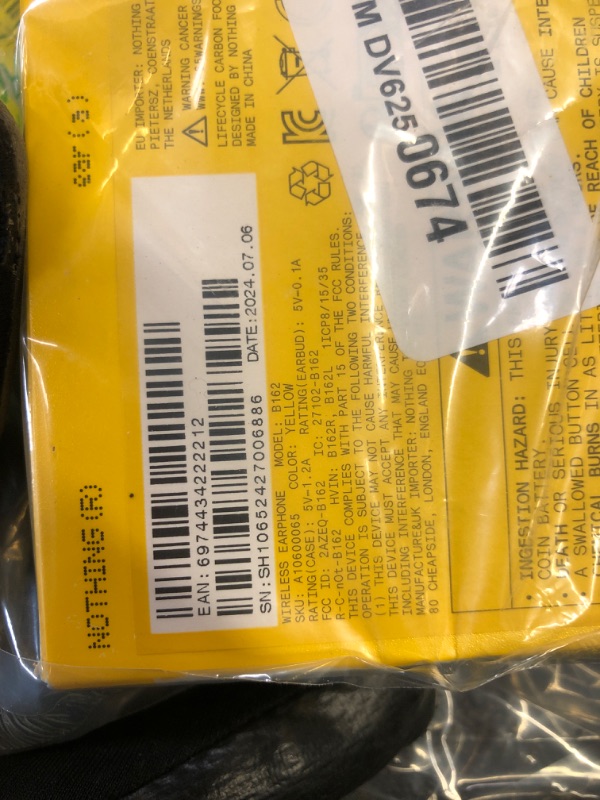 Photo 1 of Nothing Ear(a) Wireless Earbuds with Active Noise Cancellation, Bass Boost Algorithm and Up to 42.5 Hours of Listening Time - Yellow