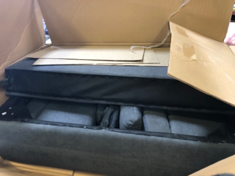 Photo 1 of Yaheetech 46" Small Modern Fabric Sofa Loveseat Mid Century 2 Seater Sofa Couch with Lumbar Pillows, Solid Wood Legs for Living Room, Small Space, Dorm, Office, Bedroom, Dark Gray