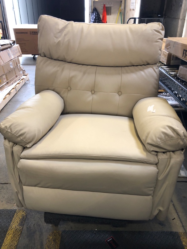 Photo 1 of Recliner Chair,PU Leather Power Recliner Chair for Adults,Rocking Recliner with Heat and Massage,Single Sofa Seat for Living Room,Home Theater Seating Lounge Chair,Beige
