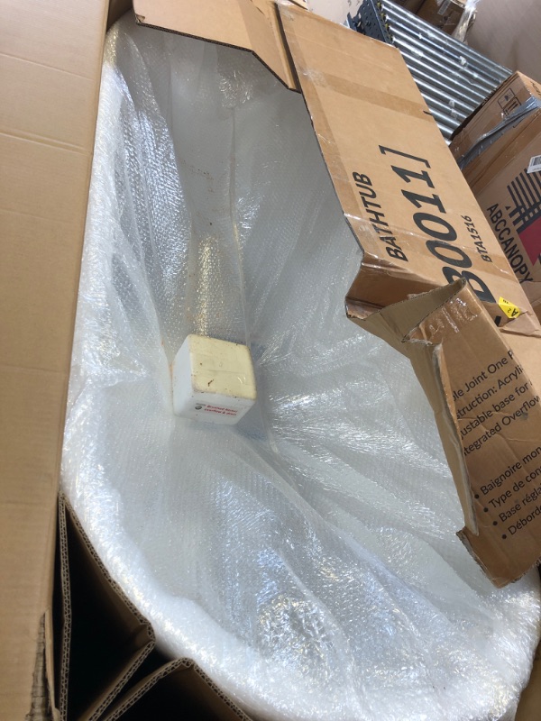Photo 1 of WOODBRIDGE 59" Acrylic Freestanding Bathtub Contemporary Soaking White Tub with Brushed Gold Overflow and Drain?BTA1516-BG-Drain-&O
