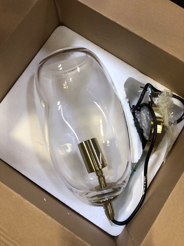 Photo 1 of CASAMOTION Gold Pendant Lights Kitchen Island Blown Art Glass Clear Organic Globe Modern Brass Kit Bar Counter Entryway Hallway Dining Room Large Lamp Shade 12 Inch Height 1 Pack