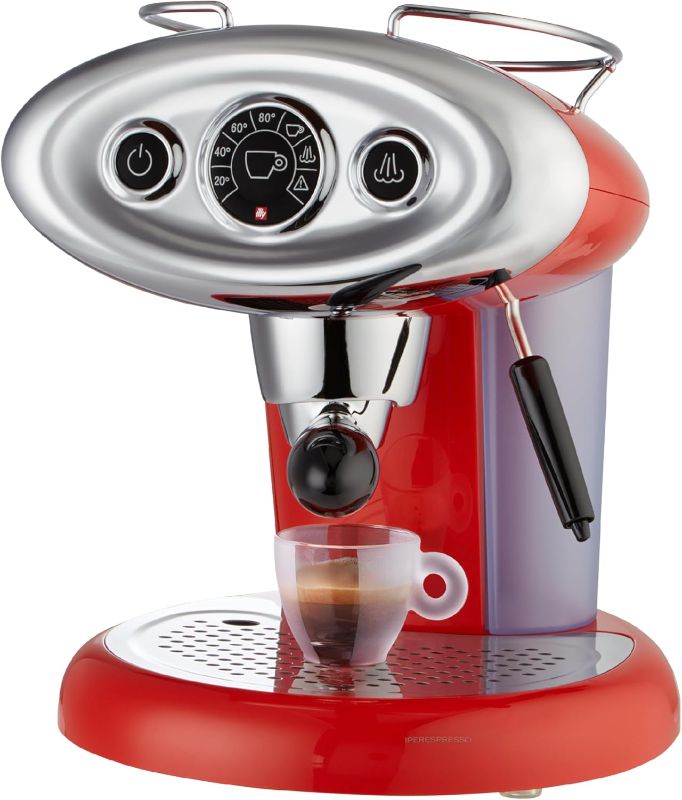 Photo 1 of Illy X7.1 Espresso Single-Serve Machine, Barista Quality Espresso Machine for iperEspresso capsules with Milk Frother Steam Wand (Red)
