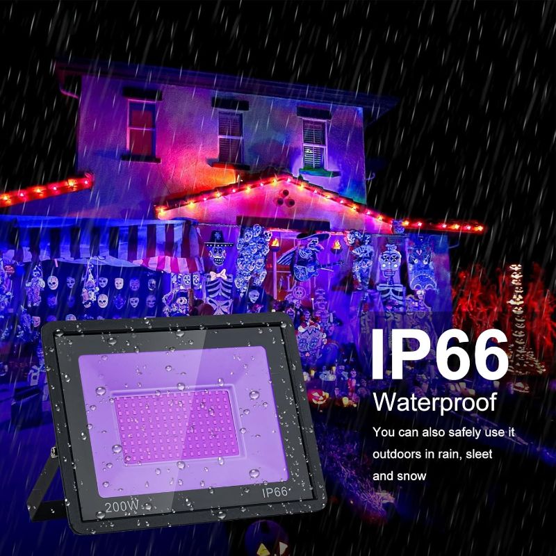Photo 1 of XYCN  200W LED Flood Black Lights,Outdoor Flood Blacklight Light with Plug, IP66 Waterproof forGlow in The Dark, Dance Party, Stage Lighting, Body Paint, Fluorescent Poster, Neon Glow