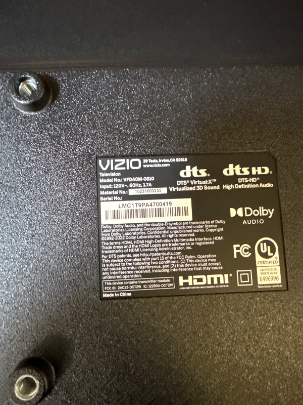 Photo 1 of VIZIO 40-inch Full HD 1080p Smart TV with DTS Virtual: X