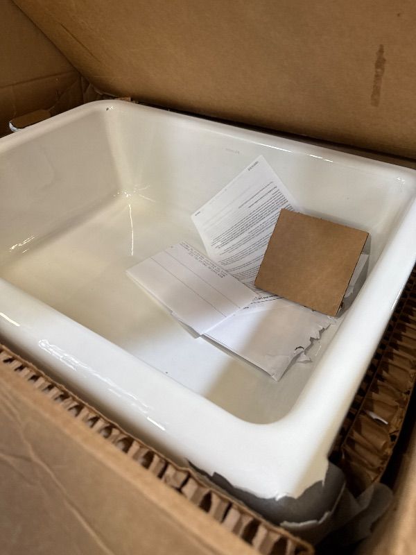 Photo 1 of KOHLER K-6486-0 Whitehaven Farmhouse Self-Trimming Undermount Single-Bowl Kitchen Sink with Short Apron, 30 Inch, White