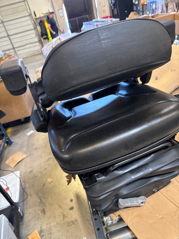 Photo 1 of VEVOR Universal Forklift Seat, Tractor Seat with Armrest & Adjustable Backrest, Shock Absorption, Secure Micro Switch, High-Resilience PVC Mower Seat for Tractor Excavator, Skid Loader