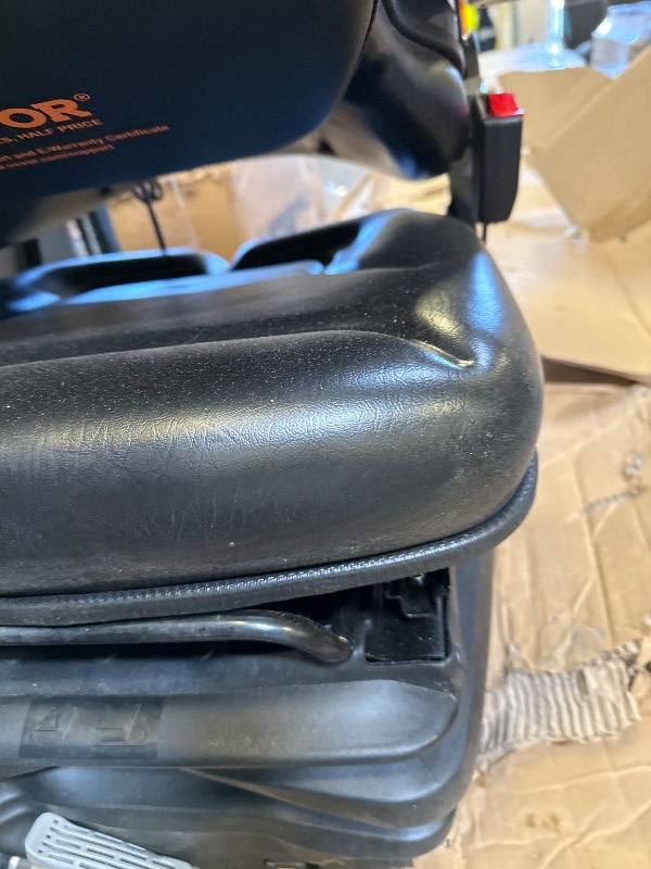 Photo 1 of VEVOR Universal Forklift Seat, Tractor Seat with Armrest & Adjustable Backrest, Shock Absorption, Secure Micro Switch, High-Resilience PVC Mower Seat for Tractor Excavator, Skid Loader