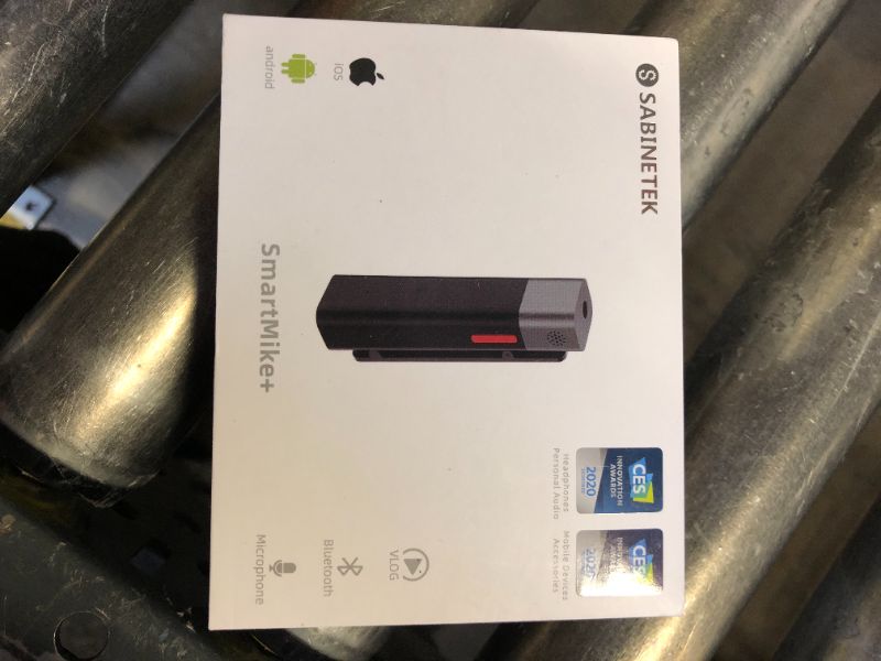 Photo 1 of SabineTek Official SmartMike+ Ultra-Compact Wireless Bluetooth Microphone Long Distance Audio Recording Noise Reduction Lavalier Mic (14g) (Black)