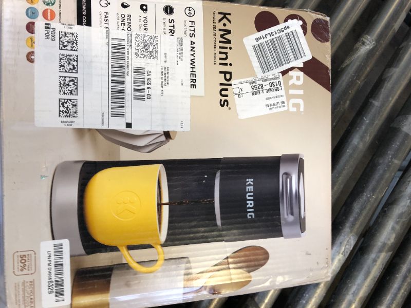 Photo 1 of Keurig K-Mini Plus Single Serve K-Cup Pod Coffee Maker, with 6 to 12oz Brew Size, Stores up to 9 K-Cup Pods, Travel Mug Friendly, Matte Black