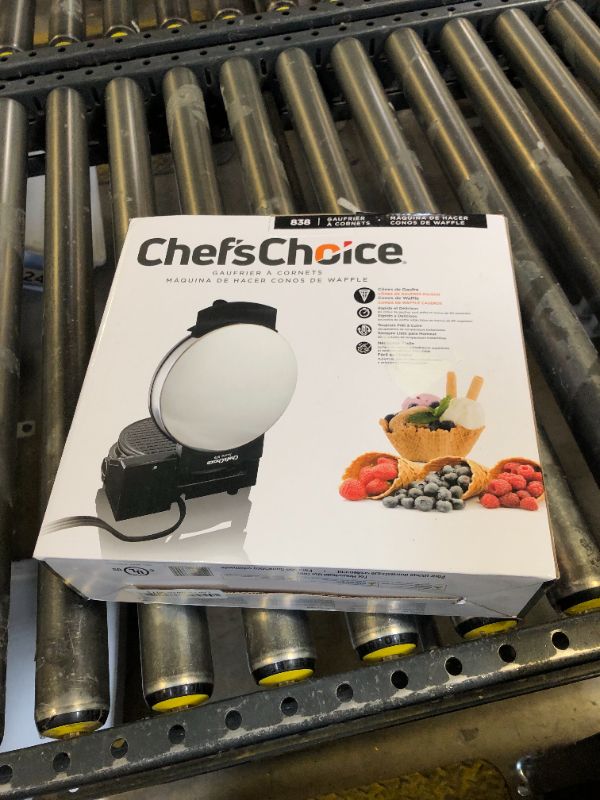 Photo 1 of Chef’sChoice Ice Cream Cone Maker WaffleCone Express With Nonstick Heating Plates Instant Heat Recovery Creates Delicious Homemade Sugar and Waffle Cones Easy to Clean, 1050-Watts, Silver