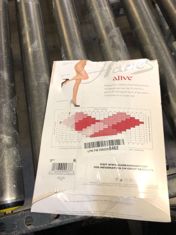 Photo 1 of Hanes Alive Control Top Reinforced Toe Sheer Pantyhose for Ultimate Comfort and Support, Jet, Size C (Pack of 1)