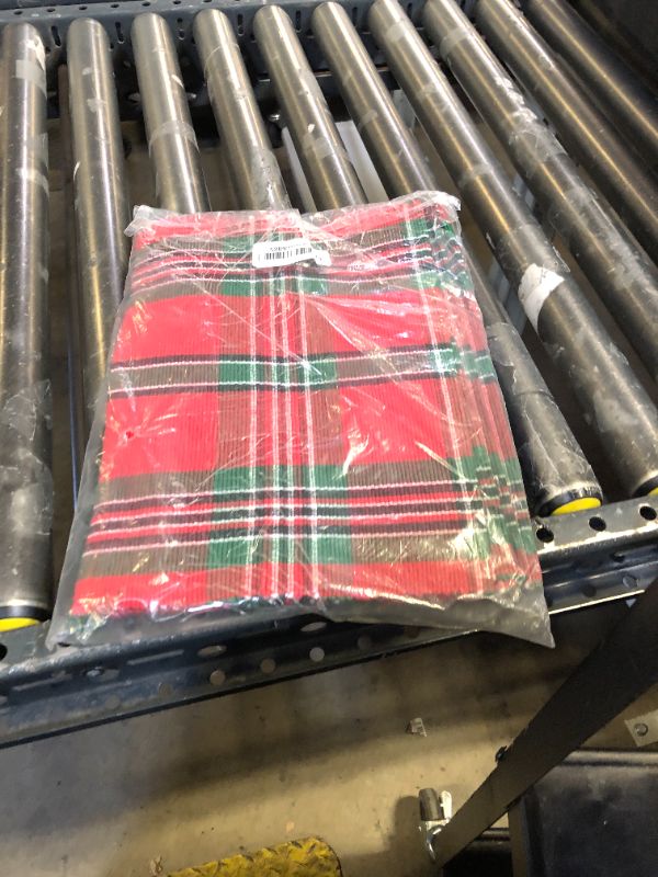 Photo 1 of DII Farmhouse Christmas Plaid Dining Table & Kitchen Décor, Holiday Placemat Set, 13x19, Red & Green, 6 Count