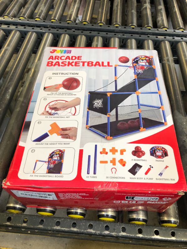 Photo 1 of JOYIN Arcade Basketball Game Set with 4 Balls and Hoop for Kids 3 to 12 Years Old Indoor Outdoor Sport Play - Easy Set Up - Air Pump Included - Ideal for Competition