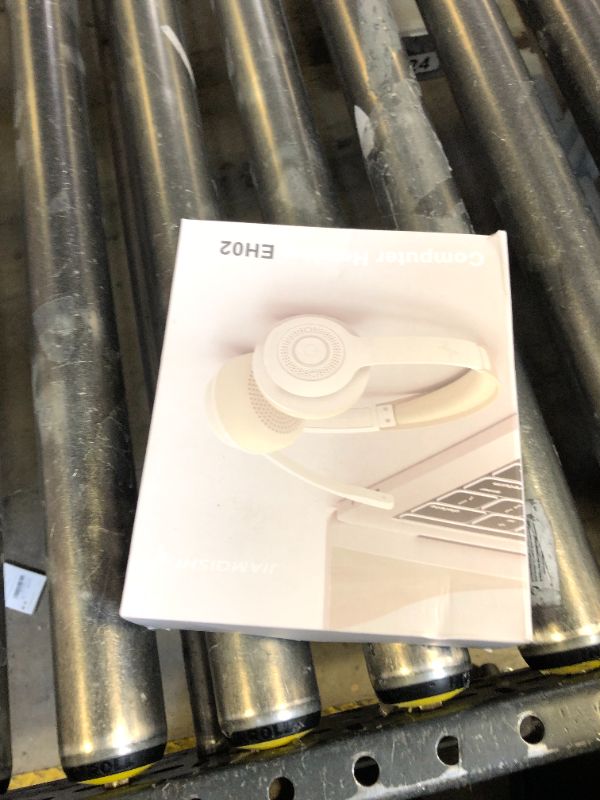 Photo 1 of JIAMQISHI Wireless Headset with AI Noise Cancelling Microphone Bluetooth Headset - Bluetooth V5.2 Headphones with USB Dongle & Mic Mute for Computer/Laptop/PC/iPhone/Android/Cell Phones (White)