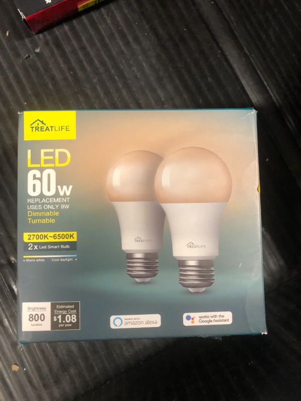Photo 1 of TREATLIFE Smart Light Bulbs, WiFi LED Light Bulb, Dimmable Smart Bulb Works with Alexa, Google Home, SmartThings, Warm White& Cool White(2700K-6500K), 2.4Ghz, 800LM, E26, A19, 9W, No Hub Required