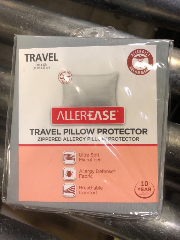 Photo 1 of AllerEase Ultra Soft Advanced Allergy Protection Machine Washable Durable Zippered Travel Pillow Protector Size 14" x 20" Size Grey