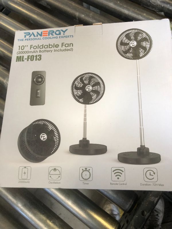 Photo 1 of PANERGY 10” Portable Fan 20000mAh Battery Operated Rechargeable, Auto-Oscillating Pedestal Fan with Remote,4 Speeds, Quiet, Cordless Foldable Telescopic for Travel, Bedroom, Home, Office