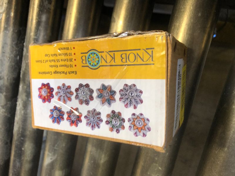 Photo 1 of KnobKnob Set of 10 Handmade Flower Ceramic Knobs | Colorful Multi Design Ceramic Cabinet Knobs | Drawer Pulls Ideal for Home, Kitchen or Office | Drawer Knobs Comes with 1 Wrench, Screw Cap & Bolts