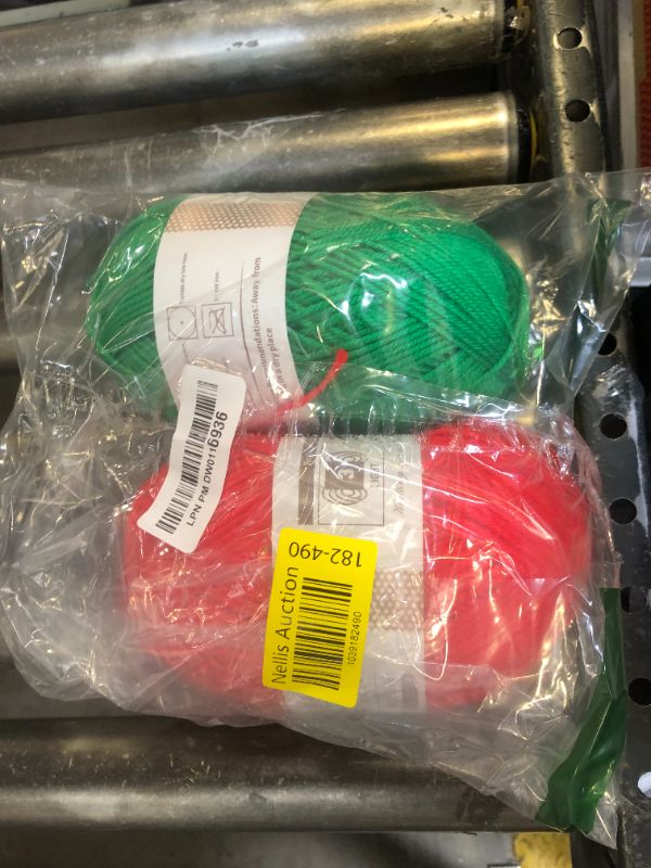 Photo 1 of BATELO Crochet Green & Red Christmas Yarn 560 Yards, 2 Pack Acrylic 150g/5.3oz, 3 Light Worsted for Crocheting & Knitting