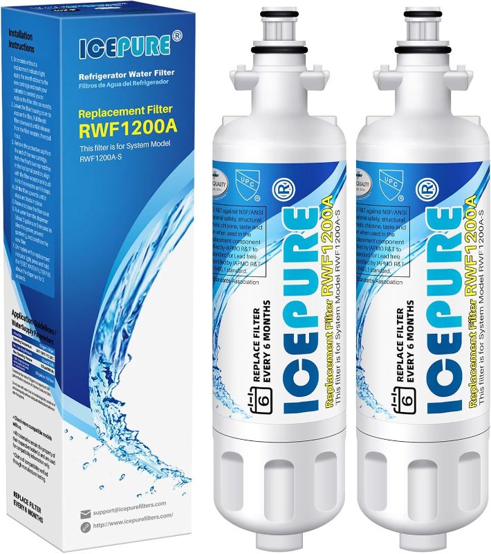 Photo 1 of ICEPURE Refrigerator Water Filter, Compatible with LG LT700P, Kenmore 9690, ADQ36006101, ADQ36006102, 46-9690, LFXC24726S, LFXS24623S, LFXS30766S, RFC1200A, Pack of 2
