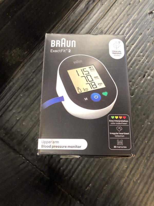 Photo 1 of Braun ExactFit™ 2 Blood Pressure Monitor for Home Use - Accurate Blood Pressure Machine, Color-Coded Results, Large Display BP Monitor, Universal Upper Arm Cuff, 30 Memory Slots, FSA and HSA Eligible