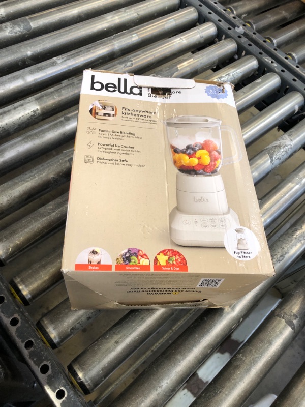 Photo 1 of bella 10 Speed Countertop Blender, Juicer & Smoothie Maker, Fits-anywhere™ Kitchenware, Slim Flip & Store Design, Dishwasher Safe 48oz Capacity Pitcher & Lid, Stainless Steel Blade, 450 Watt, Oatmilk