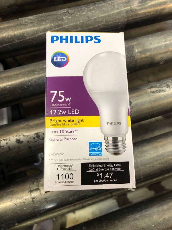 Photo 1 of PHILIPS 12.2w LED A21 Dimmable 3000K Bright White Bulb - 75w Equiv.
