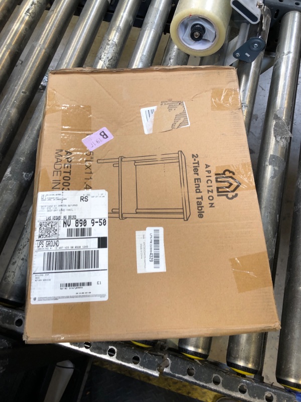 Photo 1 of Apicizon 2 Tier End Table, Boho Side Table with Storage Shelf, Nightstand Bedside Table for Small Spaces, Bedroom, Living Room, Entryway, Farmhouse, Easy Assembly, Rustic Oak