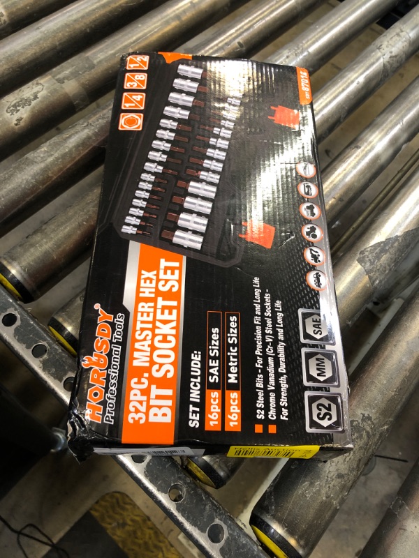Photo 1 of HORUSDY Allen Socket Set, 32-Piece Hex Bit Socket Set,SAE and Metric with Alloy Steel 1/4", 3/8", 1/2" Allen Head Hex Key