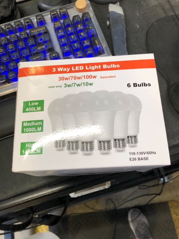 Photo 1 of GEPLAD 6-Pack 3 Way Light Bulbs 30 70 100W Soft White 3000K Equivalent,A19 Three Way Light Bulb with E26 Medium Base