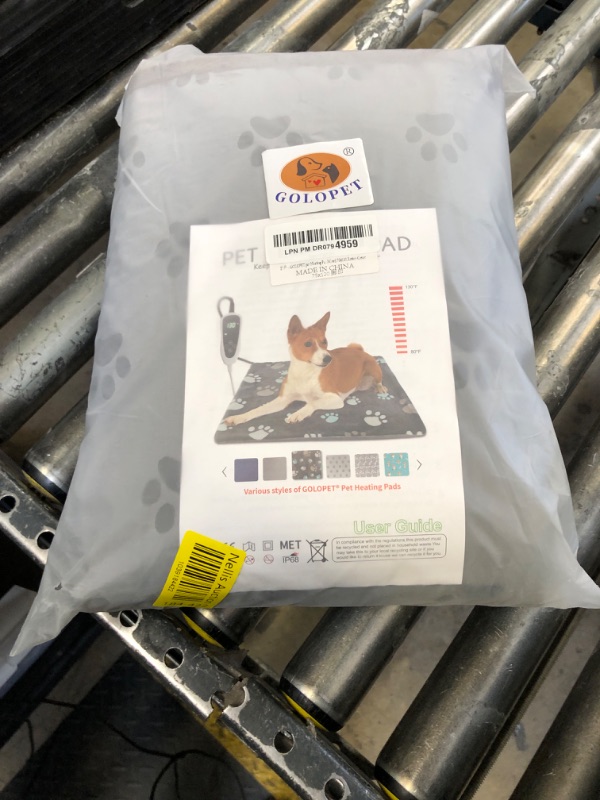 Photo 1 of GOLOPET Extra Large Dog Heating Pad 47x30 in Waterproof Pet Heating Pad Smart Thermostat Switch, Whelping Supplies Heated Dog Bed, Adding Wire Rope Wires Puppy Heating Pad Mat-Paw Print