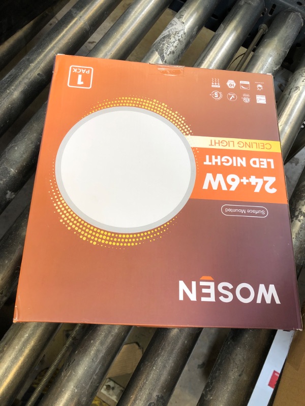 Photo 1 of 1 Pack 12 Inch White LED Flush Mount Ceiling Light with Night Light 2000K, 3000K-6000K 5 Color Temperature 24W 2400LM Ultra-Slim Ceiling Light Fixture with Remote, Round Ceiling Lights for Bedroom