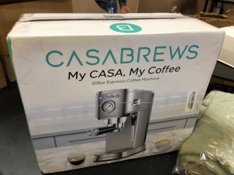 Photo 1 of CASABREWS CM5418 Espresso Machine 20 Bar, Compact Espresso Maker with Steam Milk Frother, Stainless Steel Coffee Machine with 34oz Removable Water Tank for Cappuccino, Latte, Silver