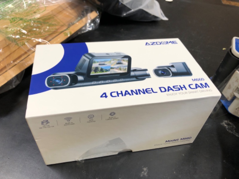 Photo 1 of AZDOME 360° 4 Channel Dash Cam, Built-in 128GB eMMC, 2K+1080P*3 Dashcam Front and Rear Inside Left Right, Voice Control, 5G WiFi Dash Camera for Cars with 4 Adjustable Lenses, IR Night Vision, M660