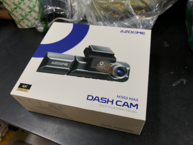 Photo 1 of AZDOME M550 Max 4K 3 Channel Dash Cam, Dual STARVIS Sensors, 4K+2.5K+1080P Front and Rear Inside Triple Car Camera, Built-in WiFi GPS, 64GB Card Included, IR Night Vision, WDR, 24H Parking Mode
