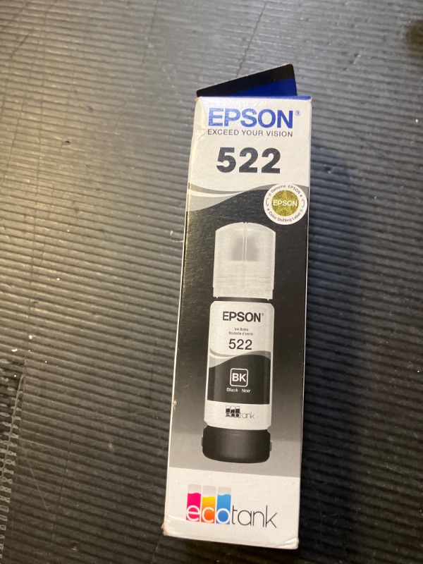 Photo 1 of EPSON 522 EcoTank Ink Ultra-high Capacity Bottle Black (T522120-S) Works with EcoTank ET-2720, ET-2800, ET-2803, ET-2840, ET-4700, ET-4800, ET-4810