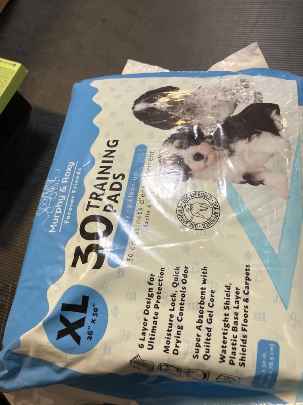 Photo 1 of Murphy & Roxy Dog Training Pads – Extra-Large Absorbent Pee Pads for Dogs, Puppies, and Cats, Leak-Proof Backing and Odor Control, Unscented, 100 Count (26x30 Inches)