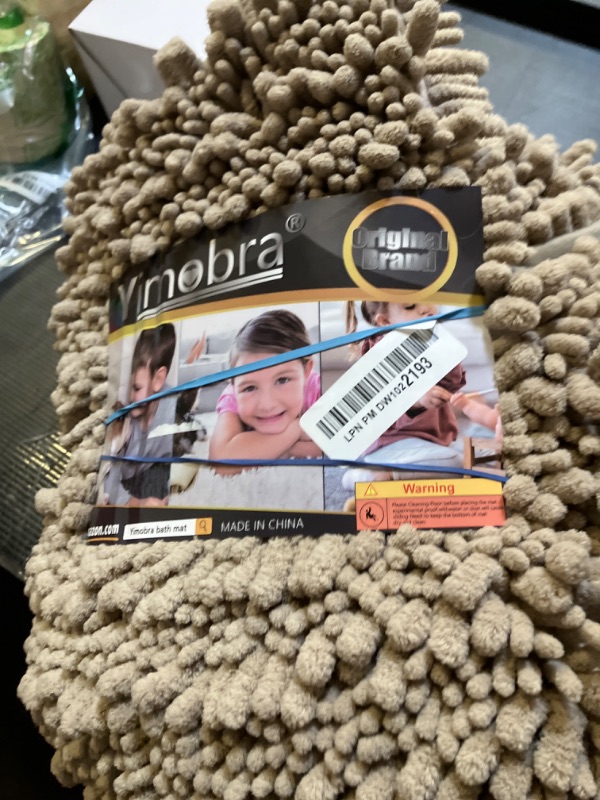 Photo 1 of Yimobra Bath Rug Mat, 32 x 20, Soft Shaggy Non-Slip Chenille Bathroom Rugs, Large Size, Super Absorbent and Thick, Machine Washable Bathroom mat, Tub and Shower, Home Decor Accessories, Pale Khaki