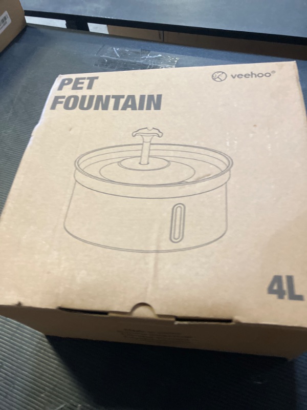 Photo 1 of Veehoo Cat Water Fountain Stainless Steel 304-1.1Gal/4L Cat Fountain for Drinking with 6 Replacement Filters, Automatic Pet Water Fountain for Cats Indoor with Water Level Window