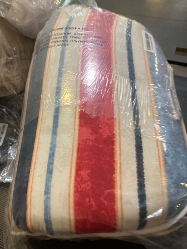Photo 1 of LVTXIII Outdoor Chair Cushions Set of 4, Patio Seat Cushions D16xW17 with Ties, Water Repellent Chair Pads for Patio Furniture Garden Use, Stripe Red Blue